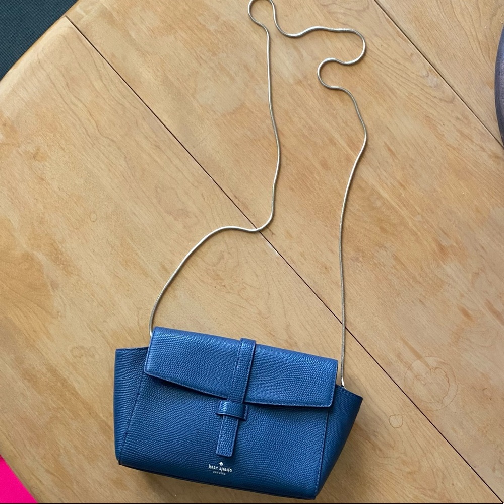 Kate Spade Navy Crossbody Purse with Gold Chain